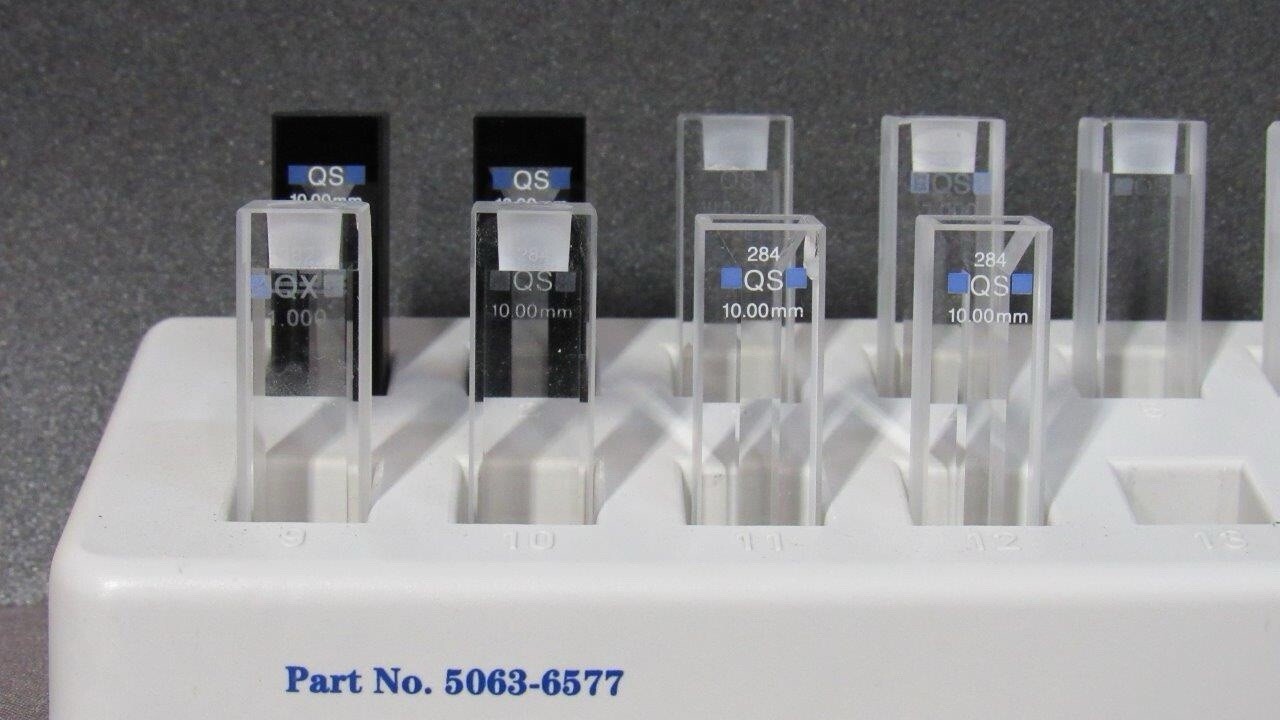 12 Quartz Absorption Cuvettes: QS 282, 283, 284, 382; 10.00mm/1.000mm