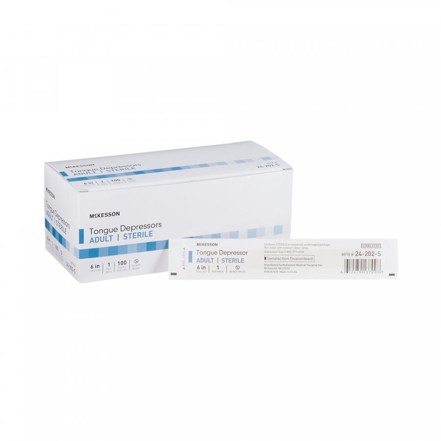 McKesson Standard Tongue Depressor, Wood, 6 Inch Length, Sterile, 1000 Count