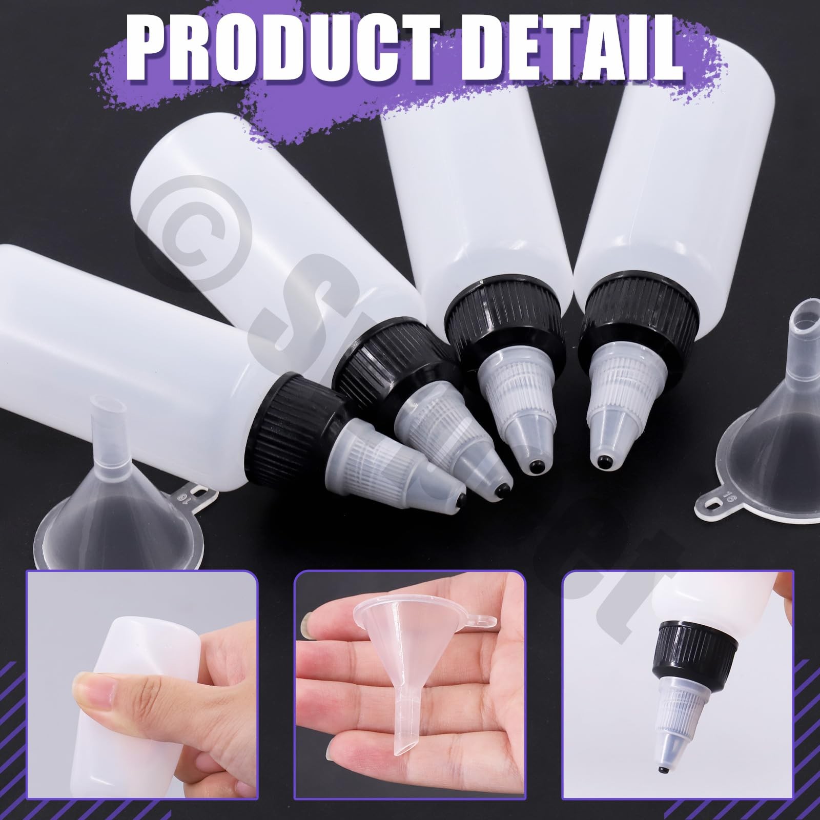 Swpeet 25Pcs Clear Dispensing Bottles with Small Funnels 30ML, Transparent