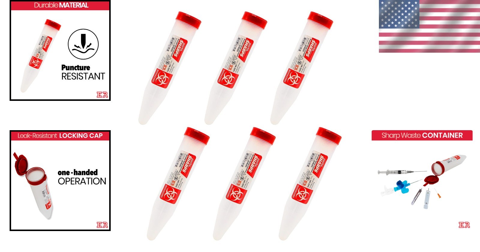 Portable 6 Count Sharps Container with Locking Lid – Essential for Medical Use