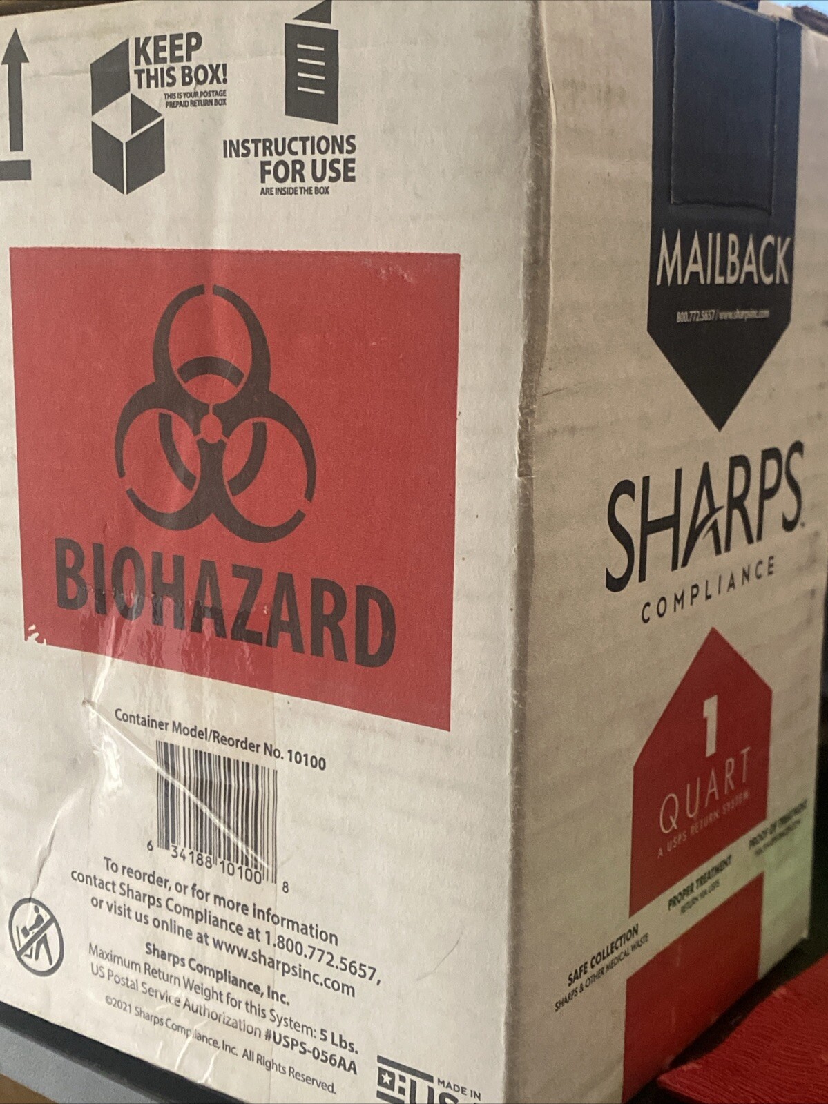 SHARP’S COMPLIANCE Mailback System Authorized Biohazard Medical Waste One Quart