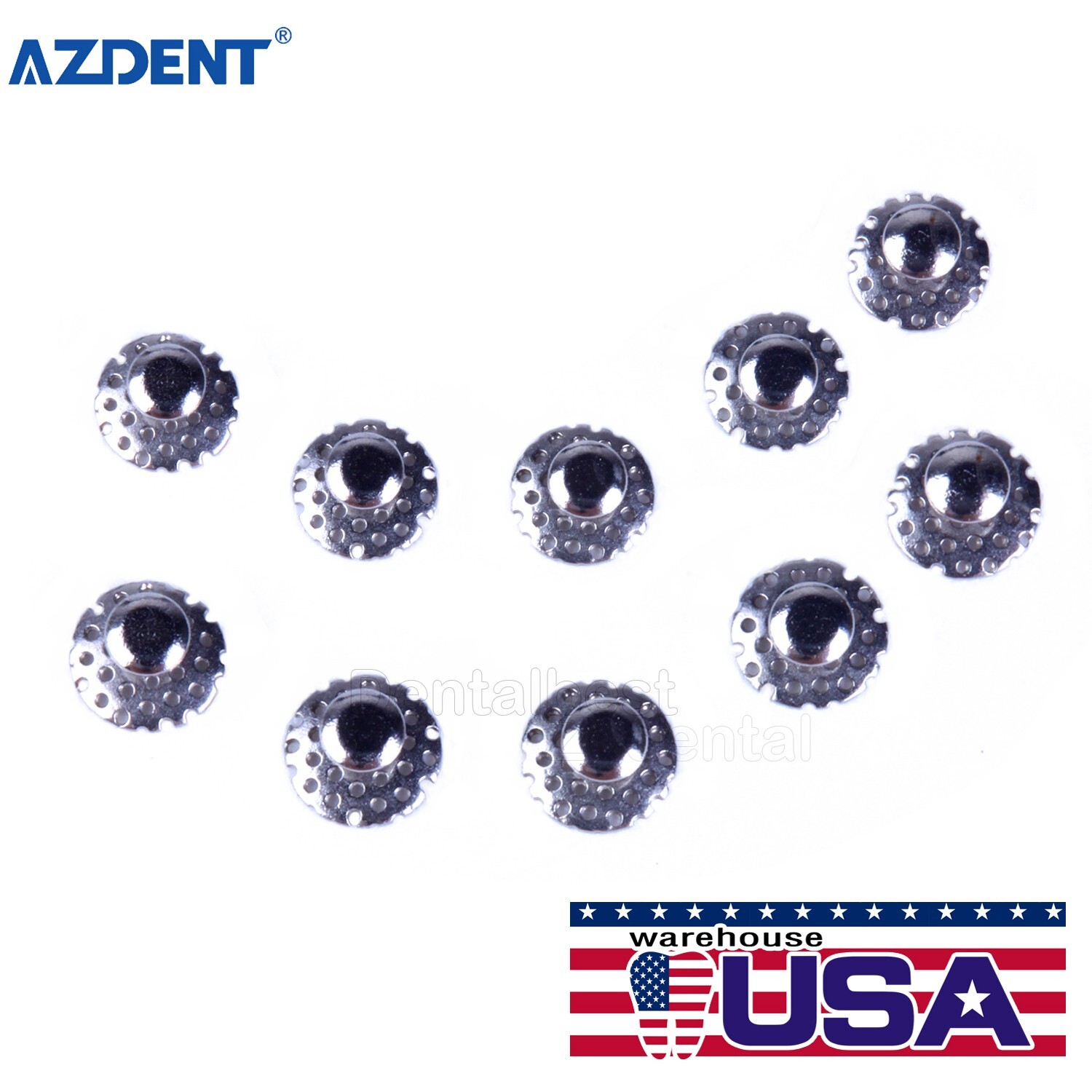 10pcs Dental Orthodontic Bondable Lingual Buttons Round TOMY Perforated Hollow