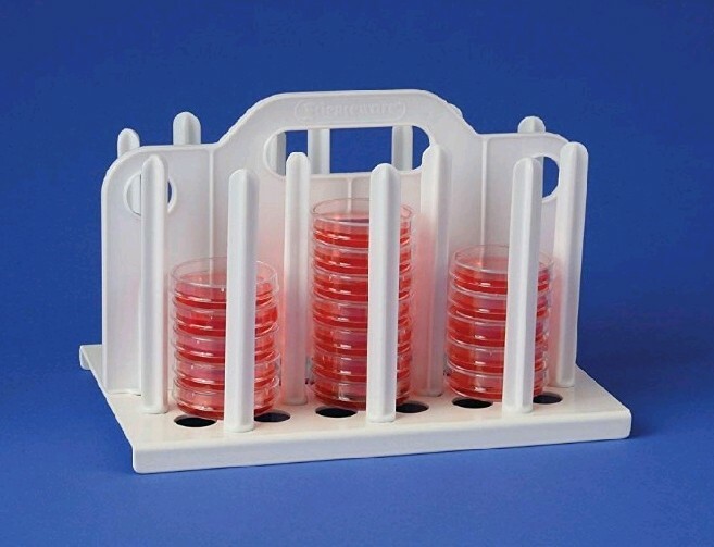 Bel-Art 60mm Petri Dish Rack; 10½ x 6¾ x 6¾ in, 54 Places, Plastic (F18991-0060)