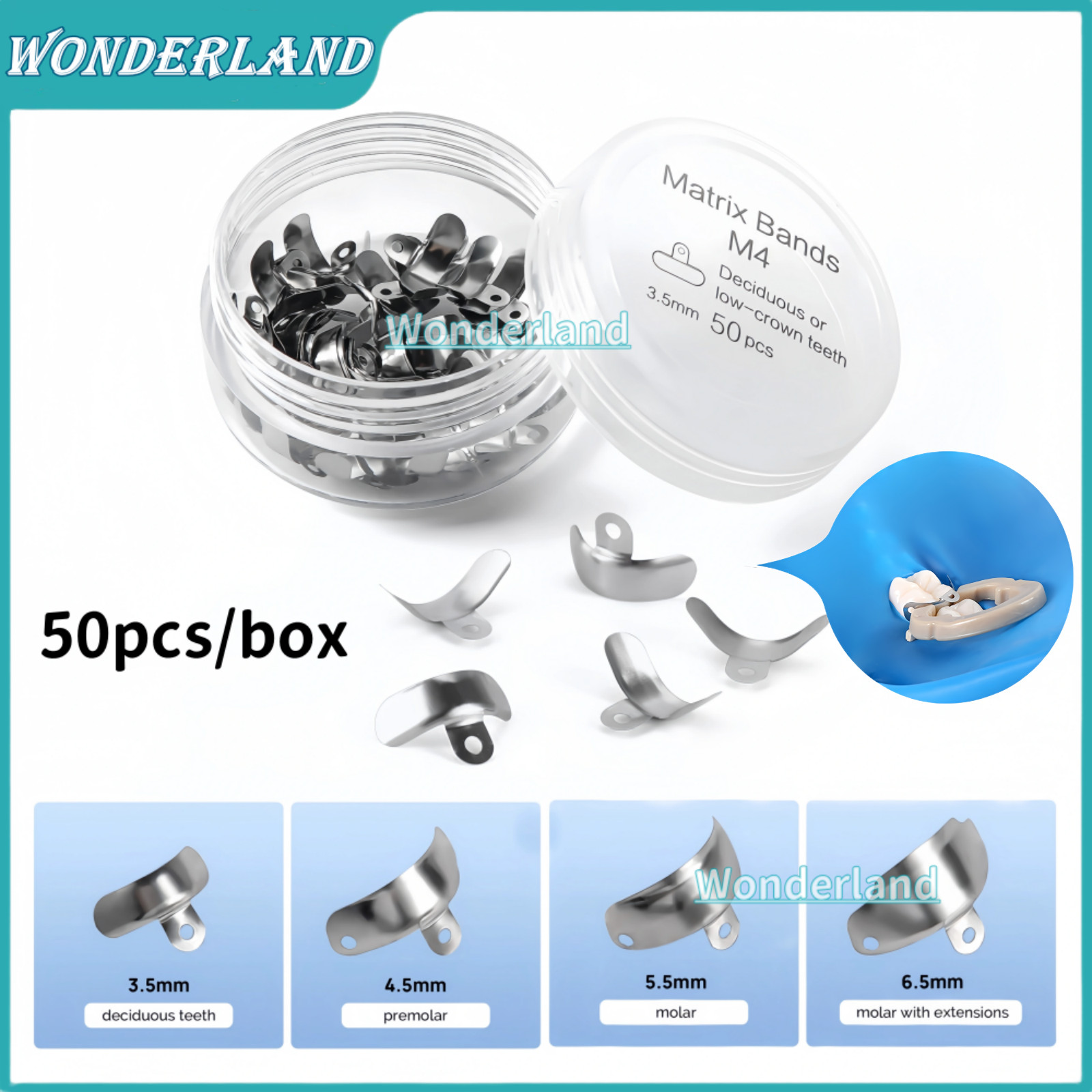Dental Matrix Bands Palodent V3 Style Sectional Contoured Metal Matrices 4 Sizes