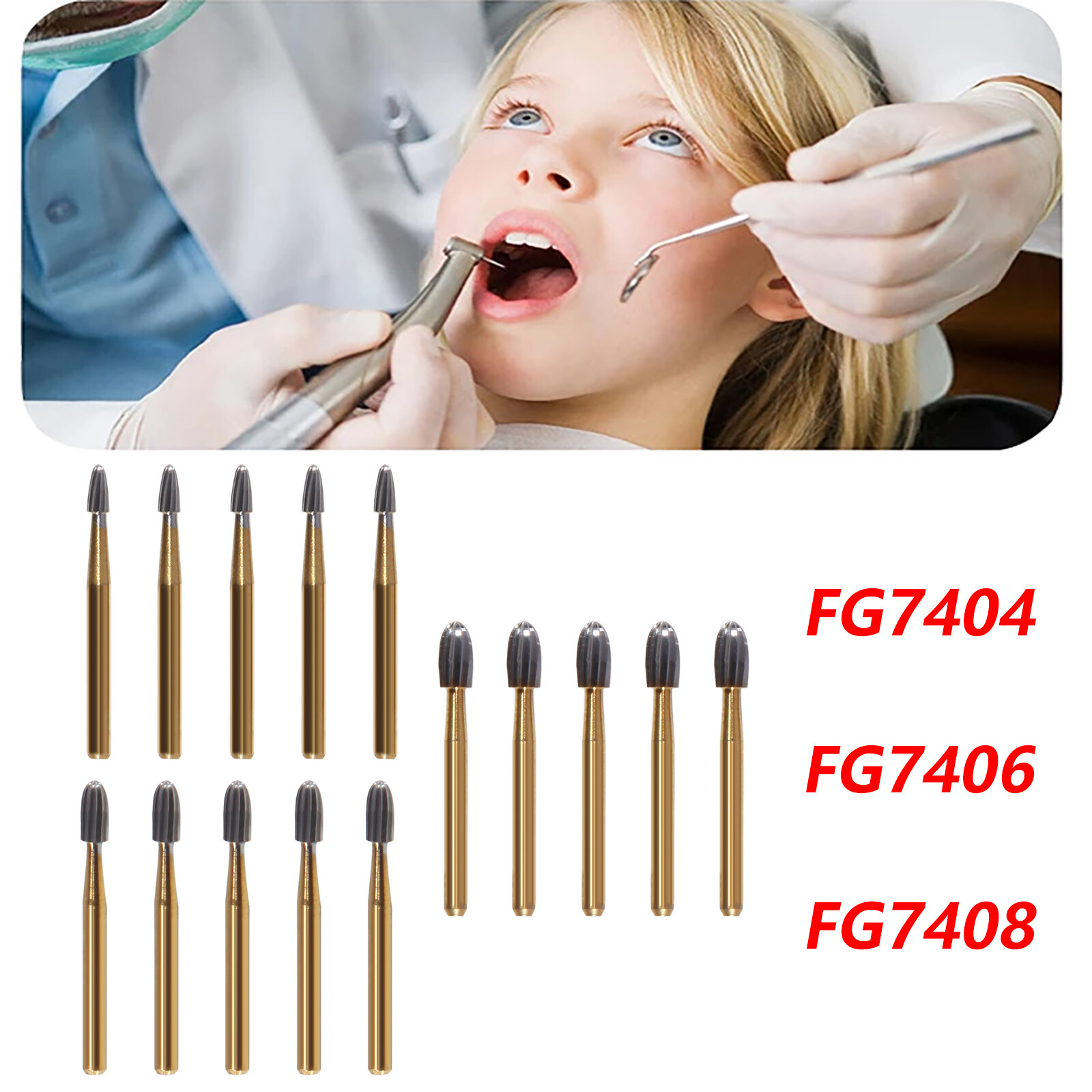 Tungsten Carbide Bur Trimming&Finishing Egg Football FG 7404 7406 7408 DL Dental