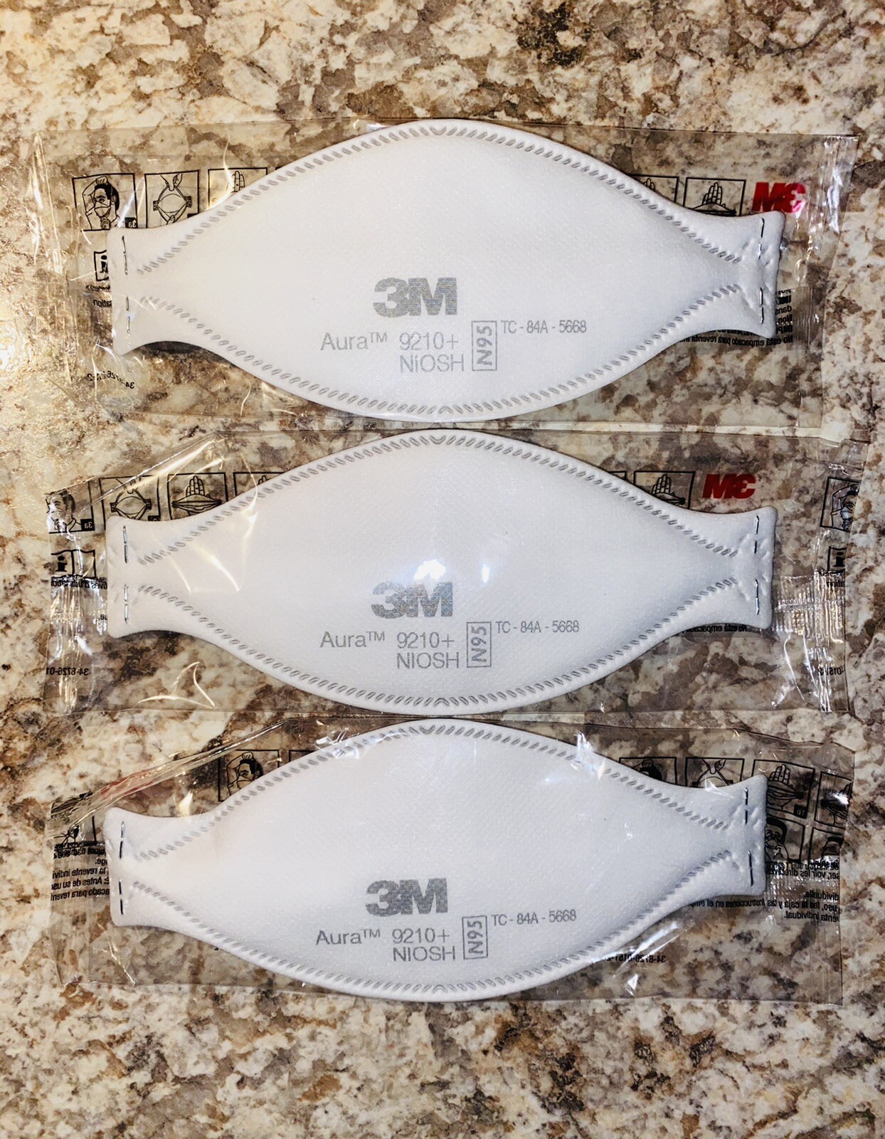 LOT OF 3 3M AURA 9210+NIOSH N95 FACE MASKS NEW