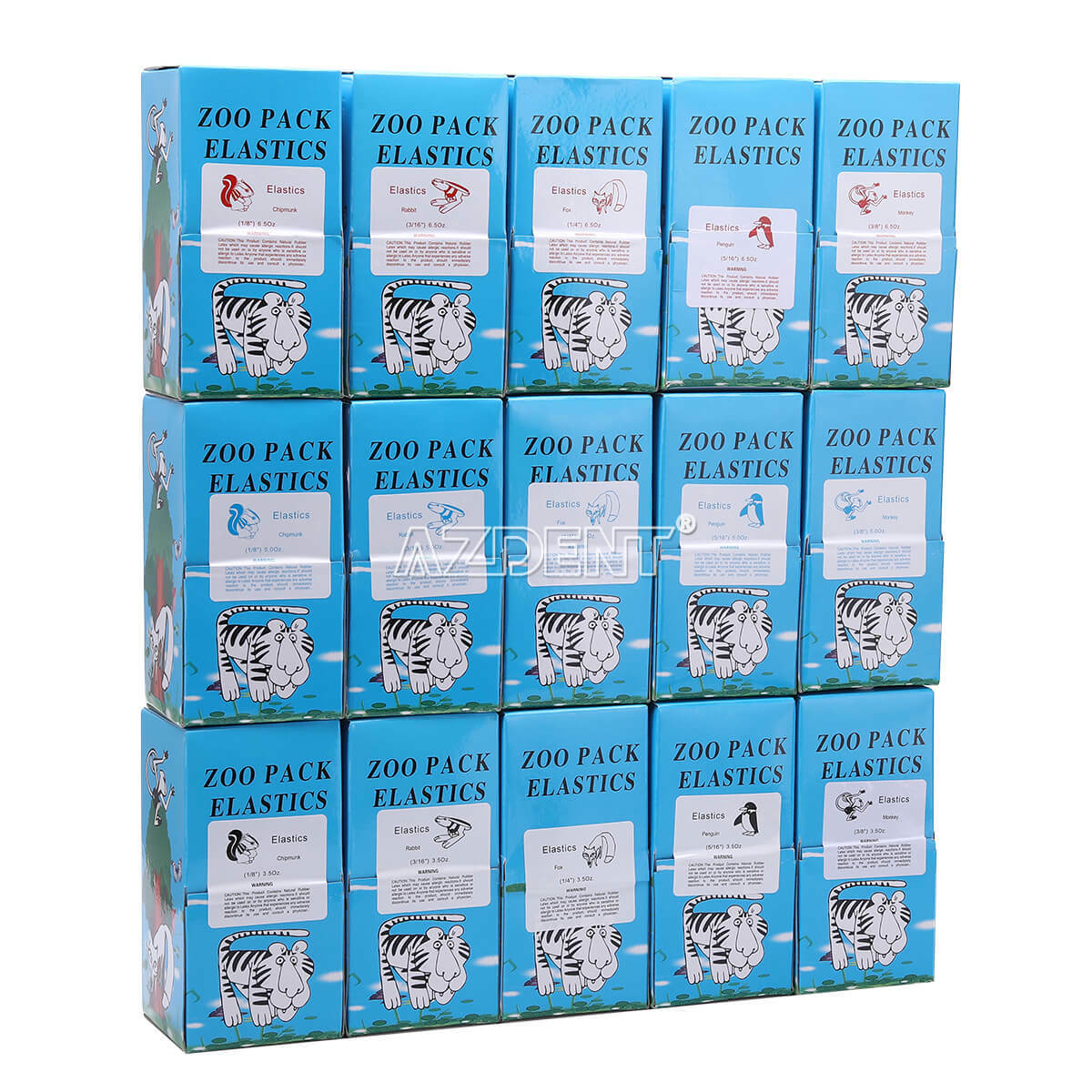 15 Sizes Dental Orthodontic Elastic Latex Rubber Bands 3.5/5.0/6.5oz 5000pcs/box