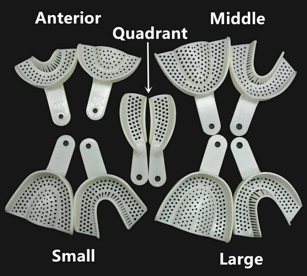 5 Sizes Dental Disposable Plastic Central Denture Impression Trays 2 Pcs/Pair