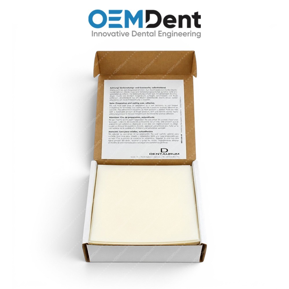 Dentaurum Transparent Preparation Wax Adhesive 32 Sheets 0.65mm 100×100 Germany
