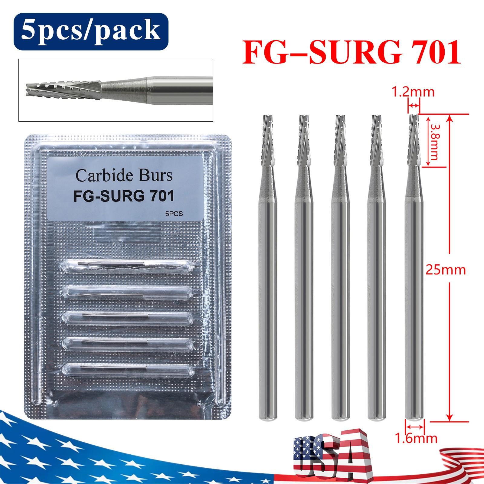 Dental Carbide Burs FG SURG 701 Surgical Midwest Type ns