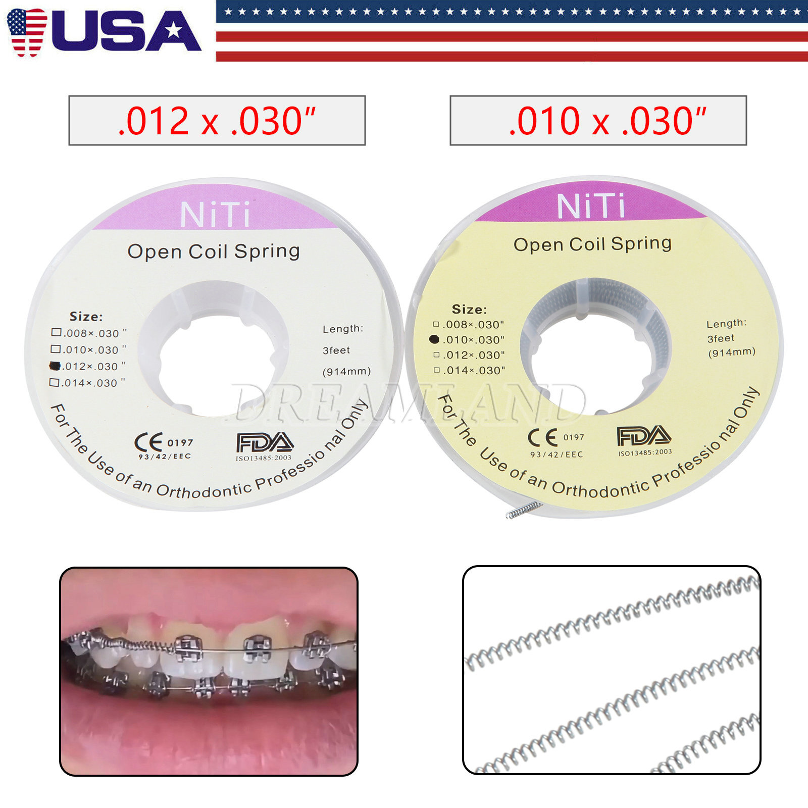 SKYSEA Dental Orthodontic Niti Open Coil Spool Springs 012*030″ / 010*030″ ky