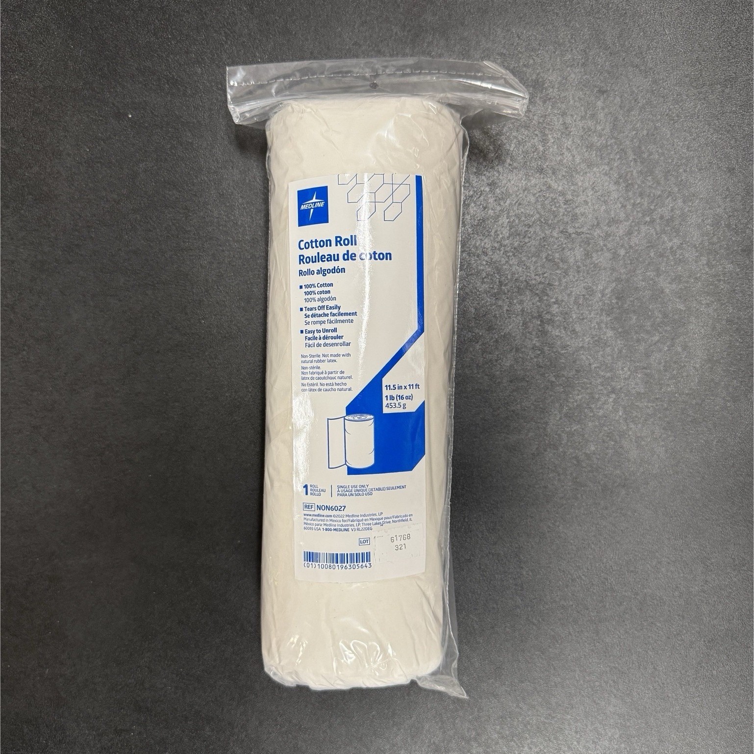 Medline Cotton Roll 100% Cotton 11.5in x 11ft 1lb (16oz) NON6027
