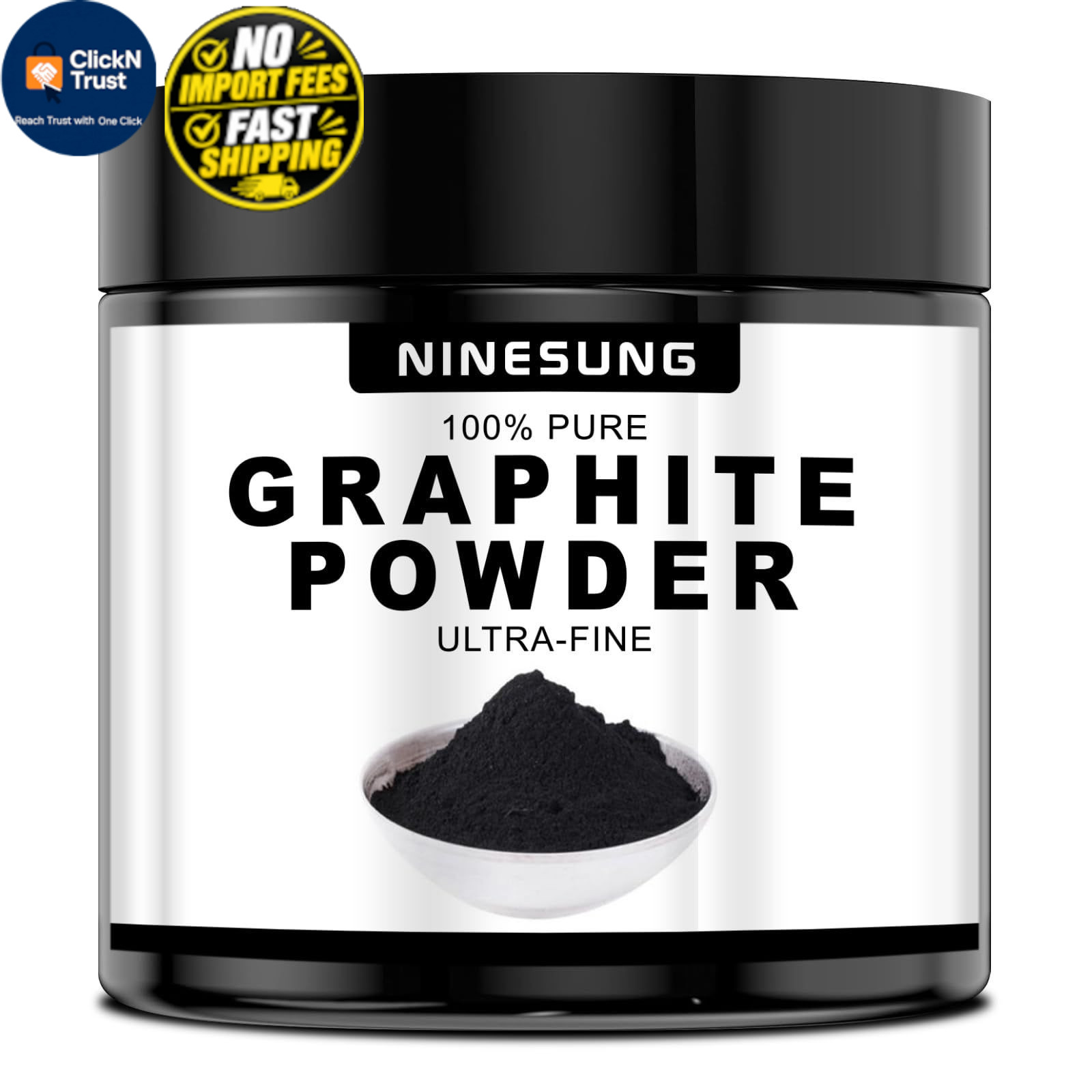 Ninesung Pure Graphite Powder, 1 LB – 44-Micron Ultra-Fine, 16 oz, black