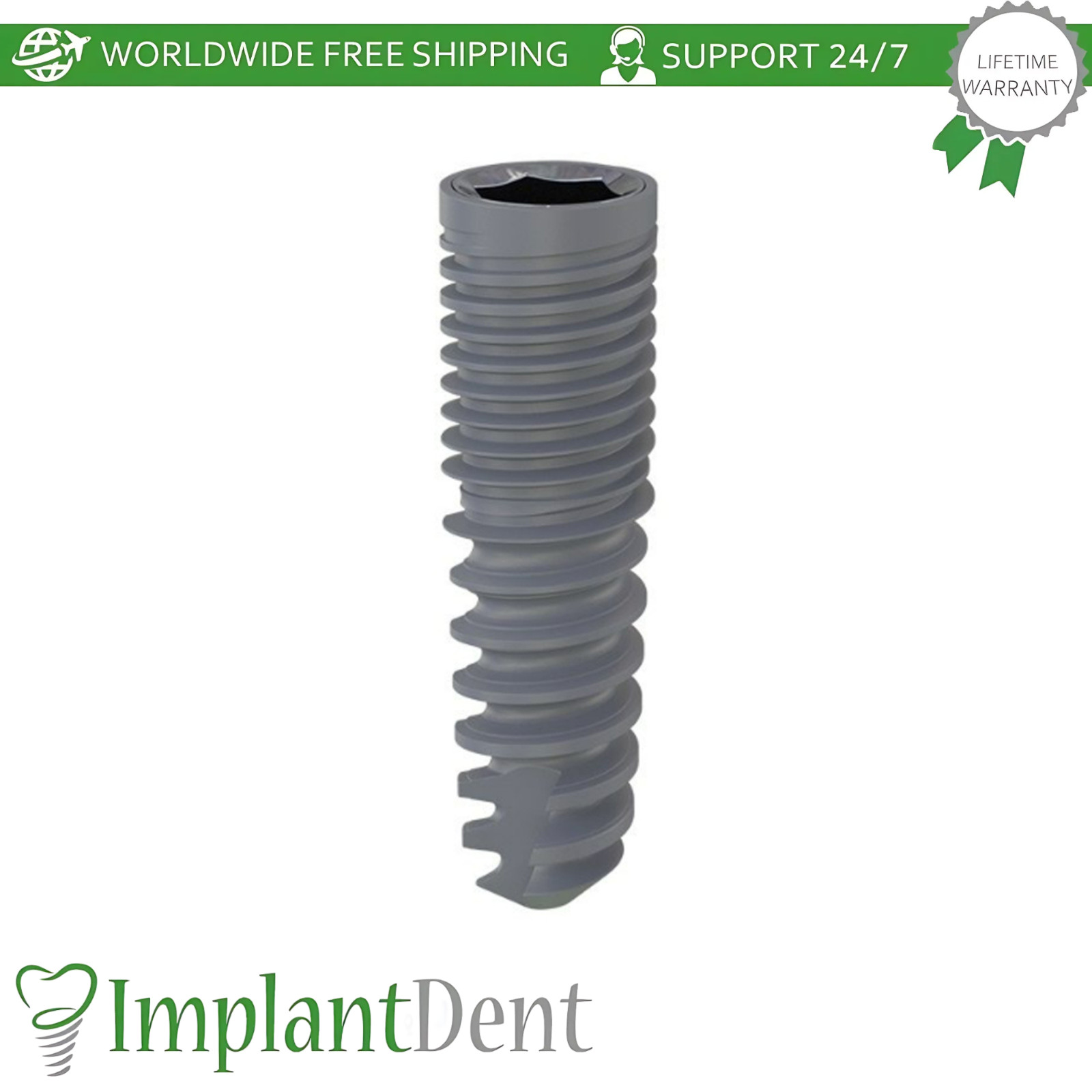 Spiral Smart Dual Thread Titanium Dental Fixture Int Hex 2.42mm Connection
