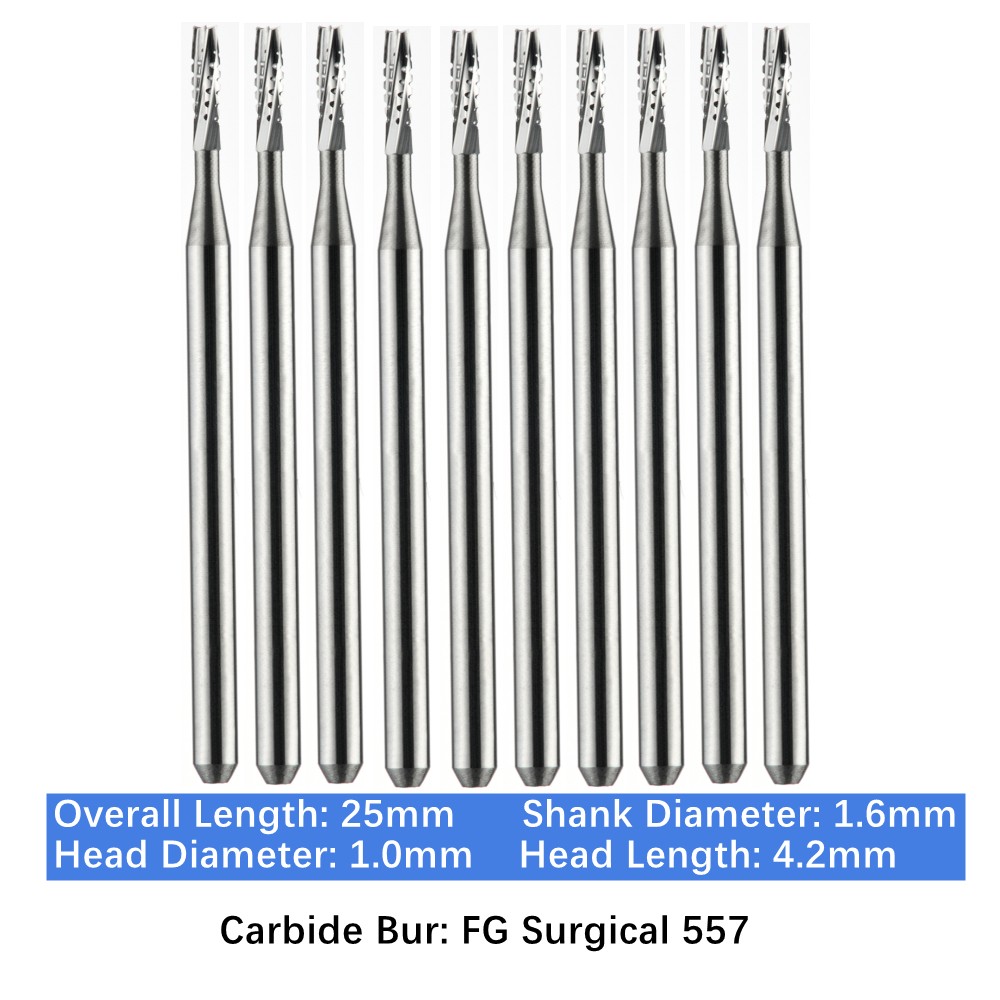10-100pc Vakker Dental Surgical Carbide Burs FGOS557 25mm Round Burs High Speed