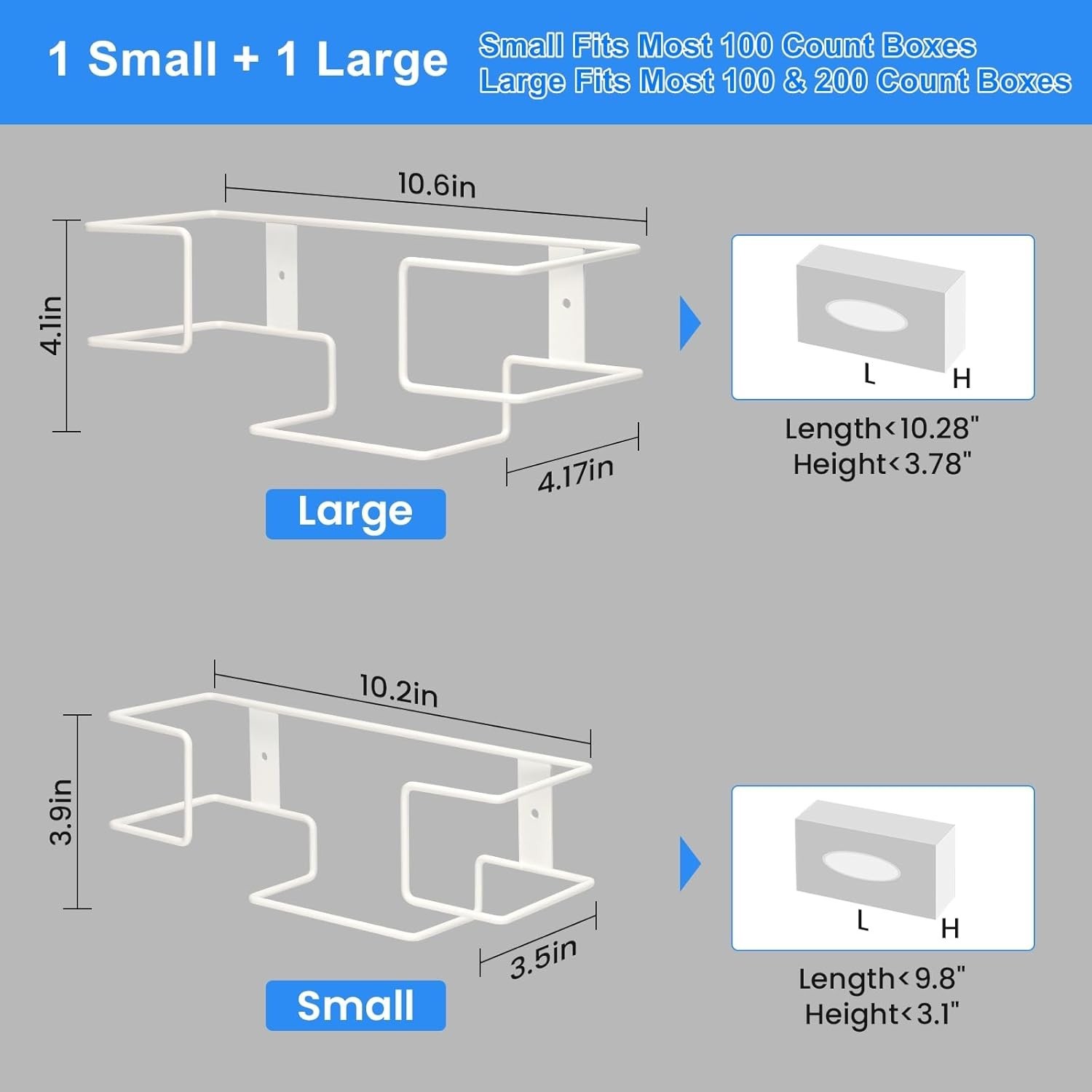 THYGIFTREE Glove Box Holder Wall Mount 2 Pack Fits Nitrile Latex Vinyl Gloves