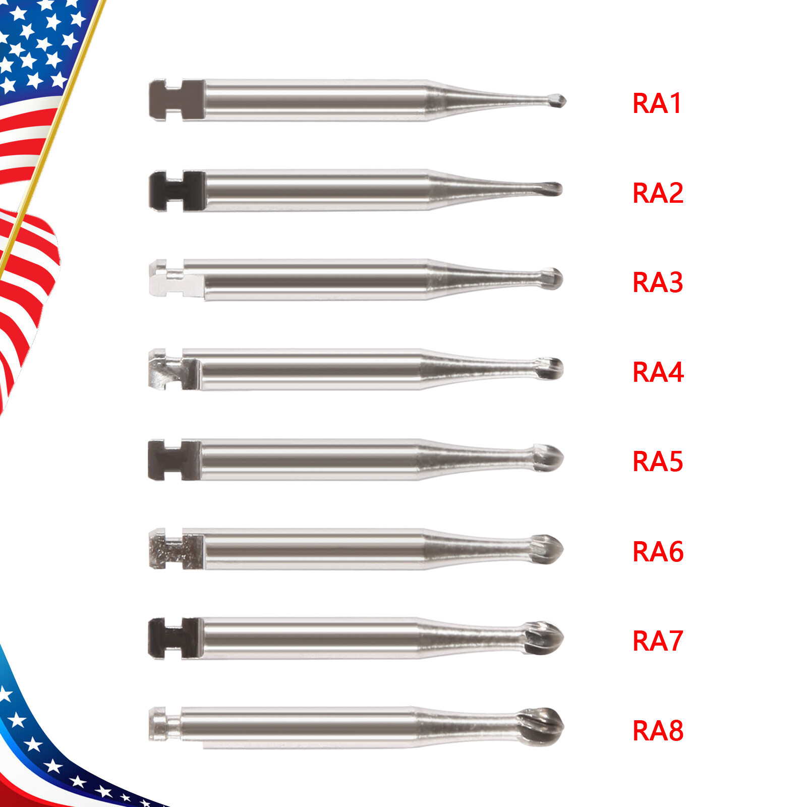 SKYSEA Round Carbide Bur for Slow Speed Latch RA1-8 Taper Fissure Dental