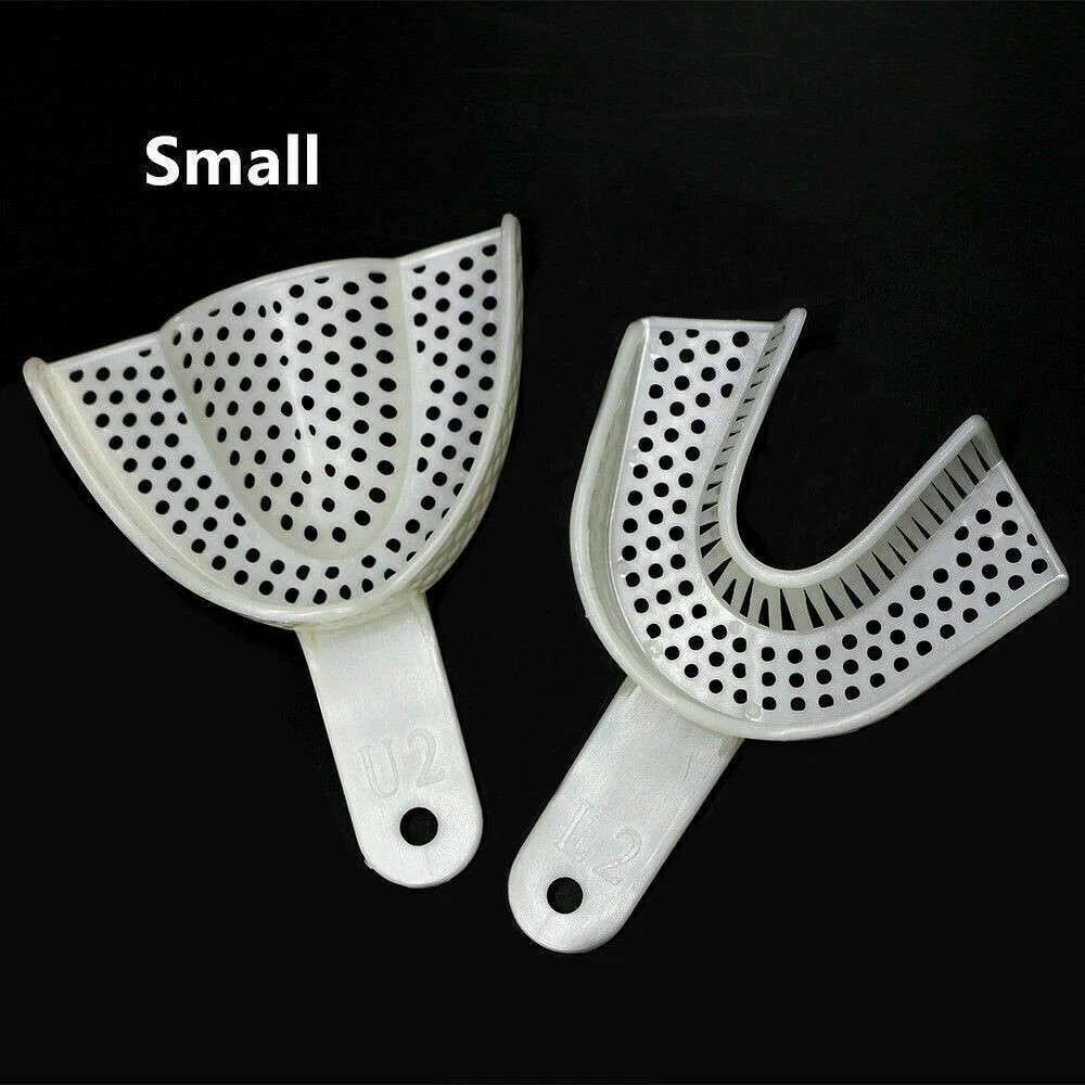 2 Pcs/Pair Disposable Dental Autoclavable Plastic Impression Trays Supply White