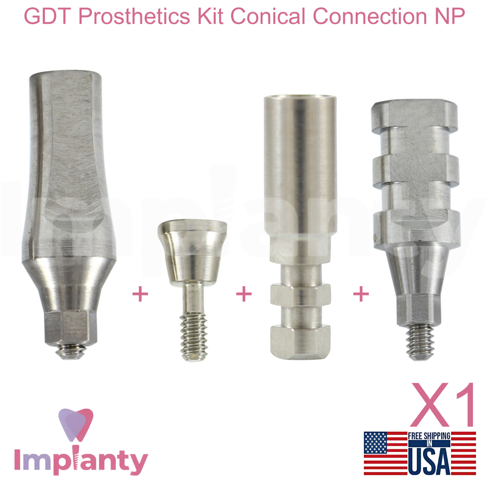 GDT Dental Prosthetics Kit Conical Connection Hex 2.25mm Narrow Platform NP