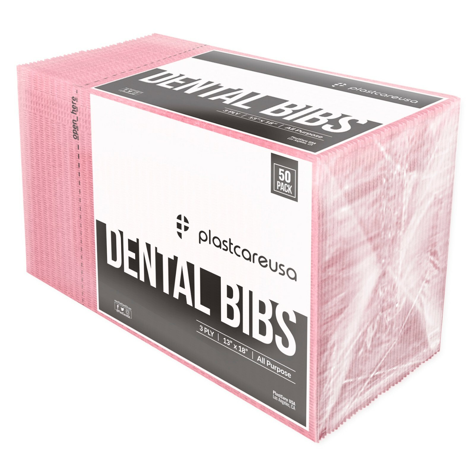 50 Pink Disposable Dental Bibs, Tattoo Tray Nail Chair Bed Paper Covers
