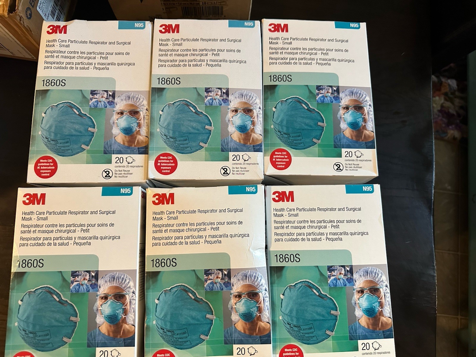 NEW 3M N95 1860S Particulate Respirators, 20 Per Box 6 Box Bundle