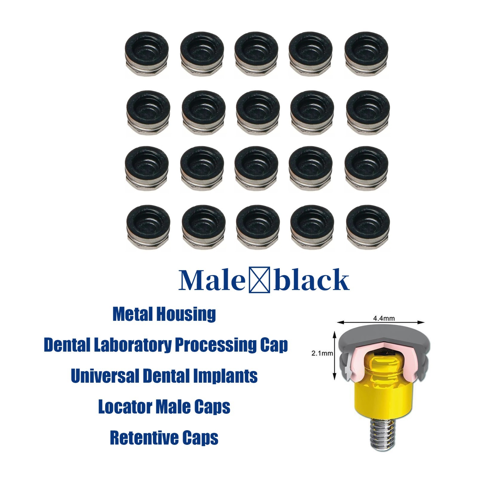 Replacement Metal Housing & Lab Processing Cap Inserts Assembly Fit Zest Locator