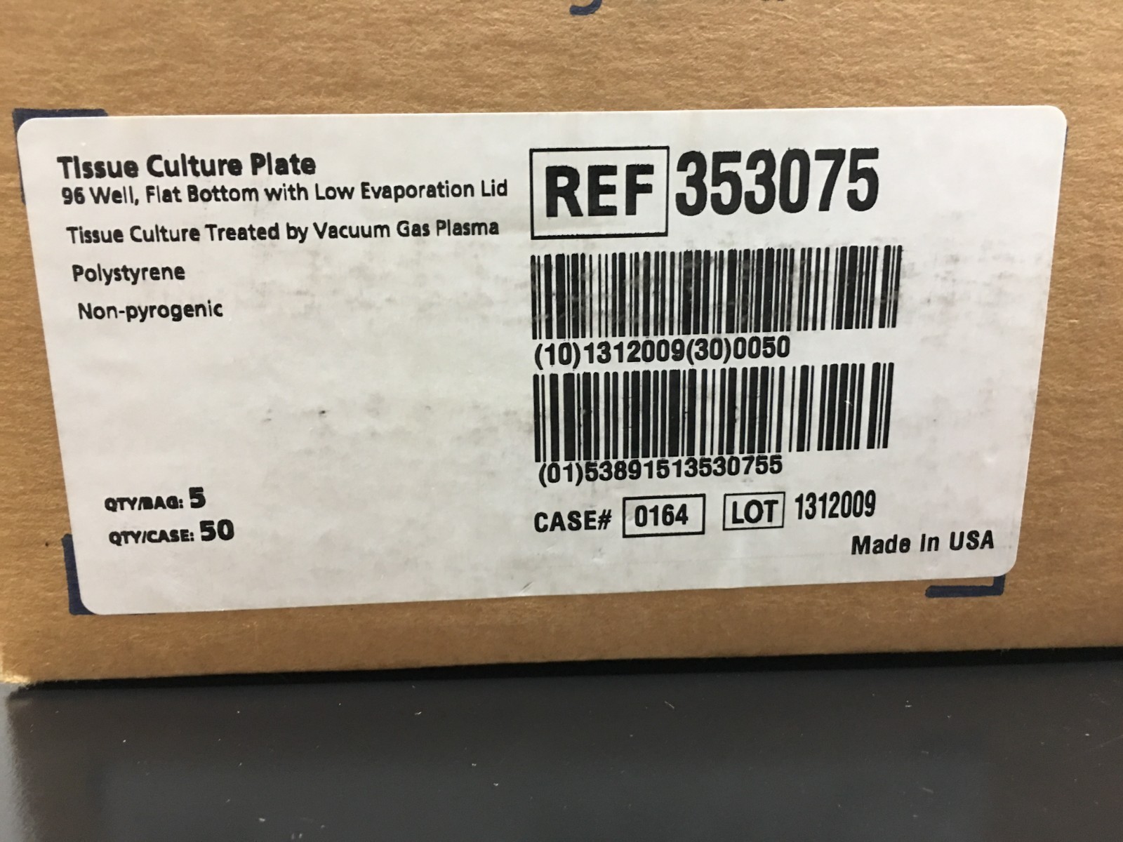 Corning Falcon REF 353075 Tissue Culture Plate 96-well 5/Pack 50/Case
