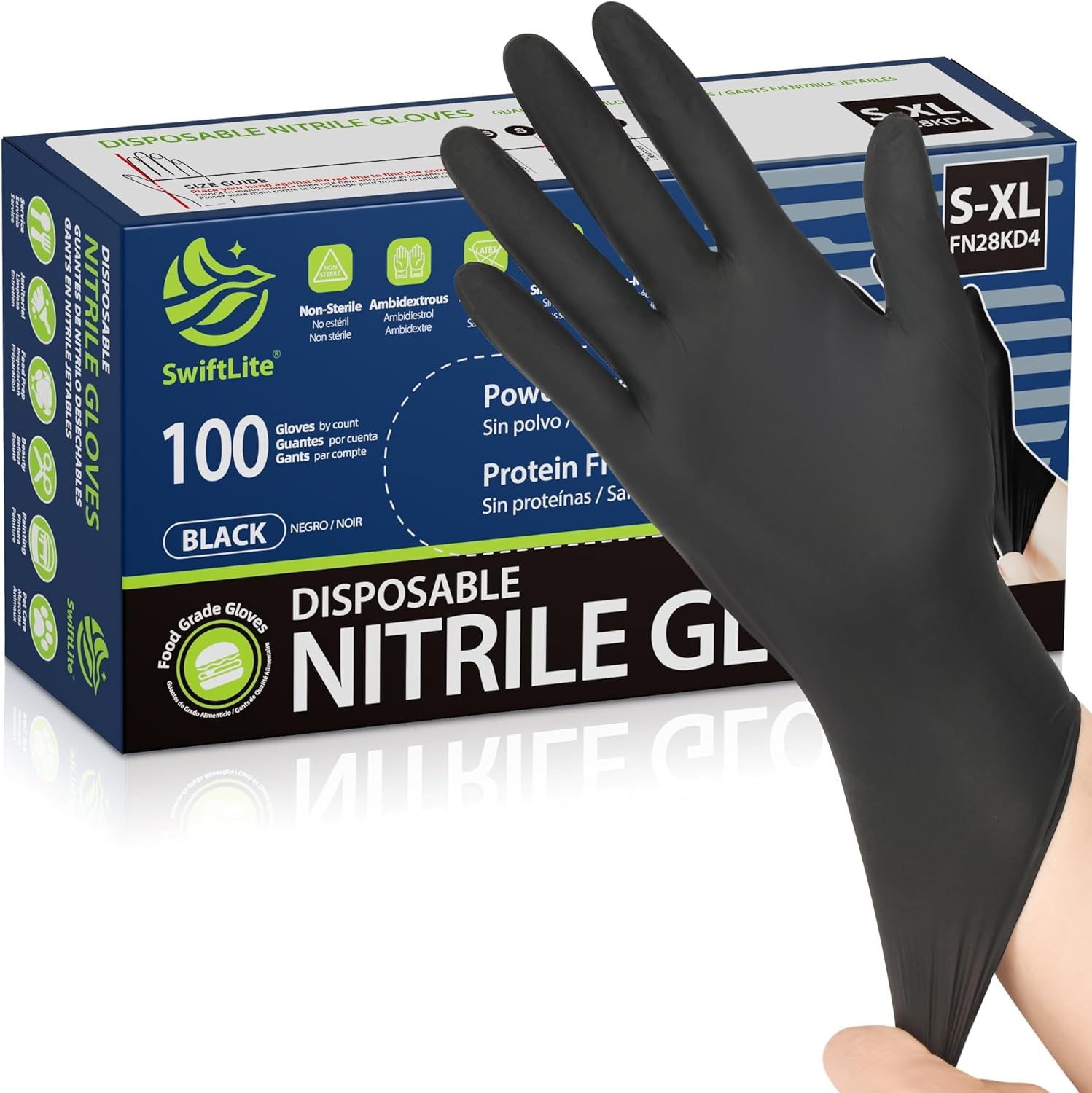 Black Nitrile Gloves Disposable Food Safe Latex-Free Powder-Free for Cooking
