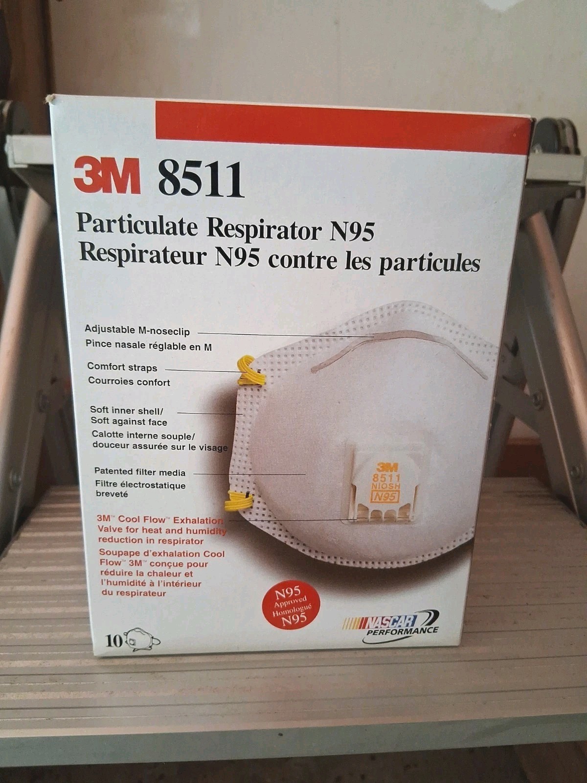 3M 8511 N95 Respirators Box of 10 New Respirator Masks NASCAR PERFORMANCE