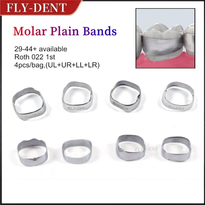 10Kit/40pcs Dental Orthodontic 1st Plain Molar Bands Single Band Brace #29-44+