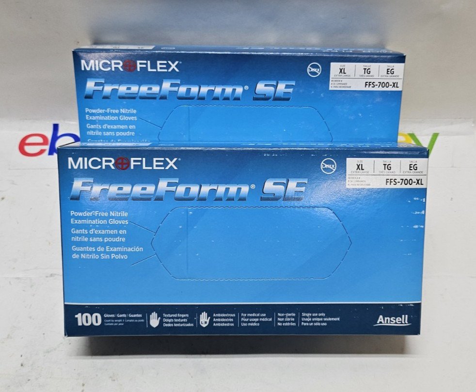 Microflex Powder Free Nitrile Examination Gloves Size XL 100ct a Box (Lot of 2)