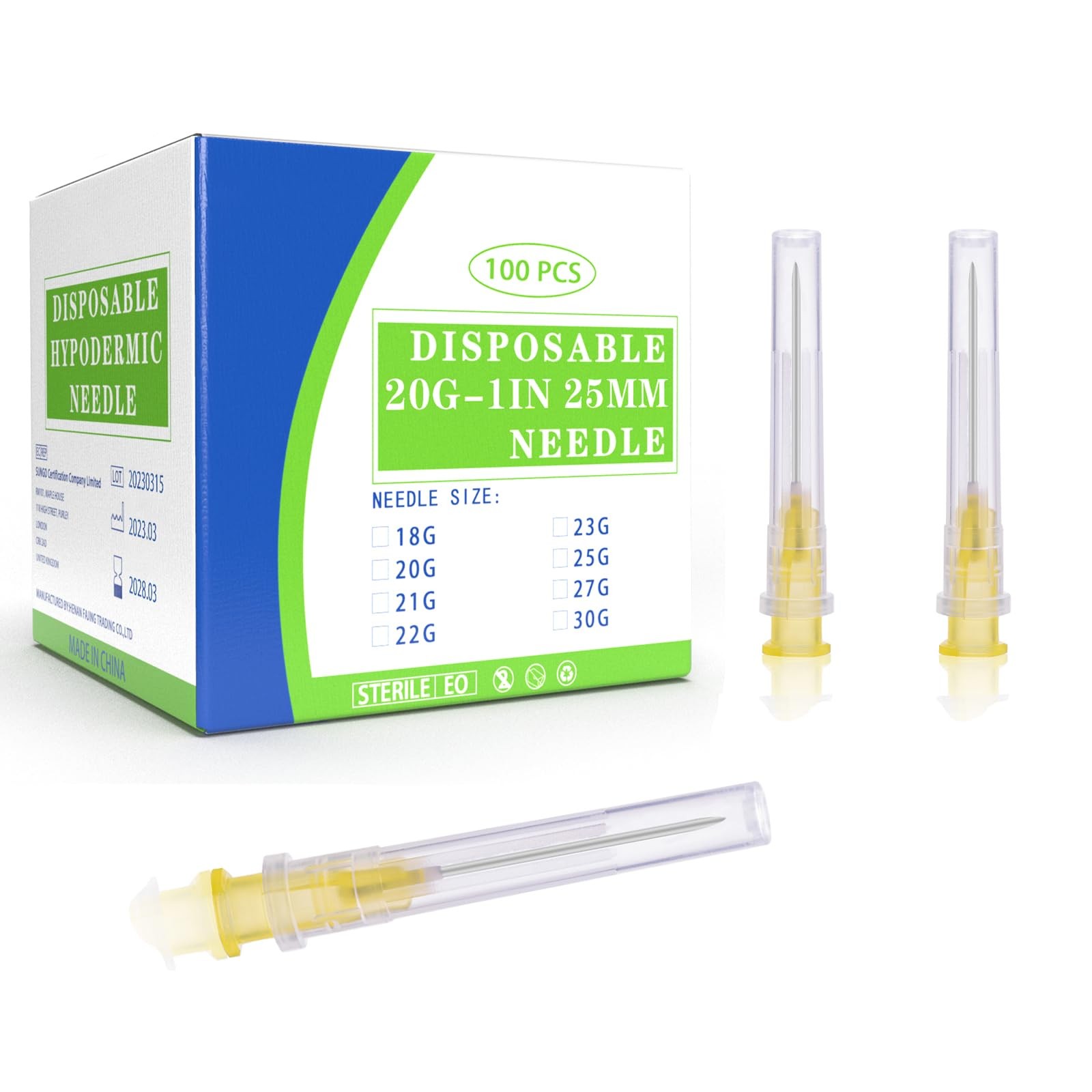 100 Pack 20Ga 25mm 1IN Disposable for Scientific and Industrial Dispensing, I…