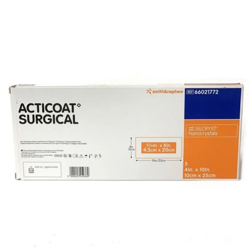 Smith & Nephew Acticoat 4″ x 10″ Dressing 66021772, 5/Bx, 12/26