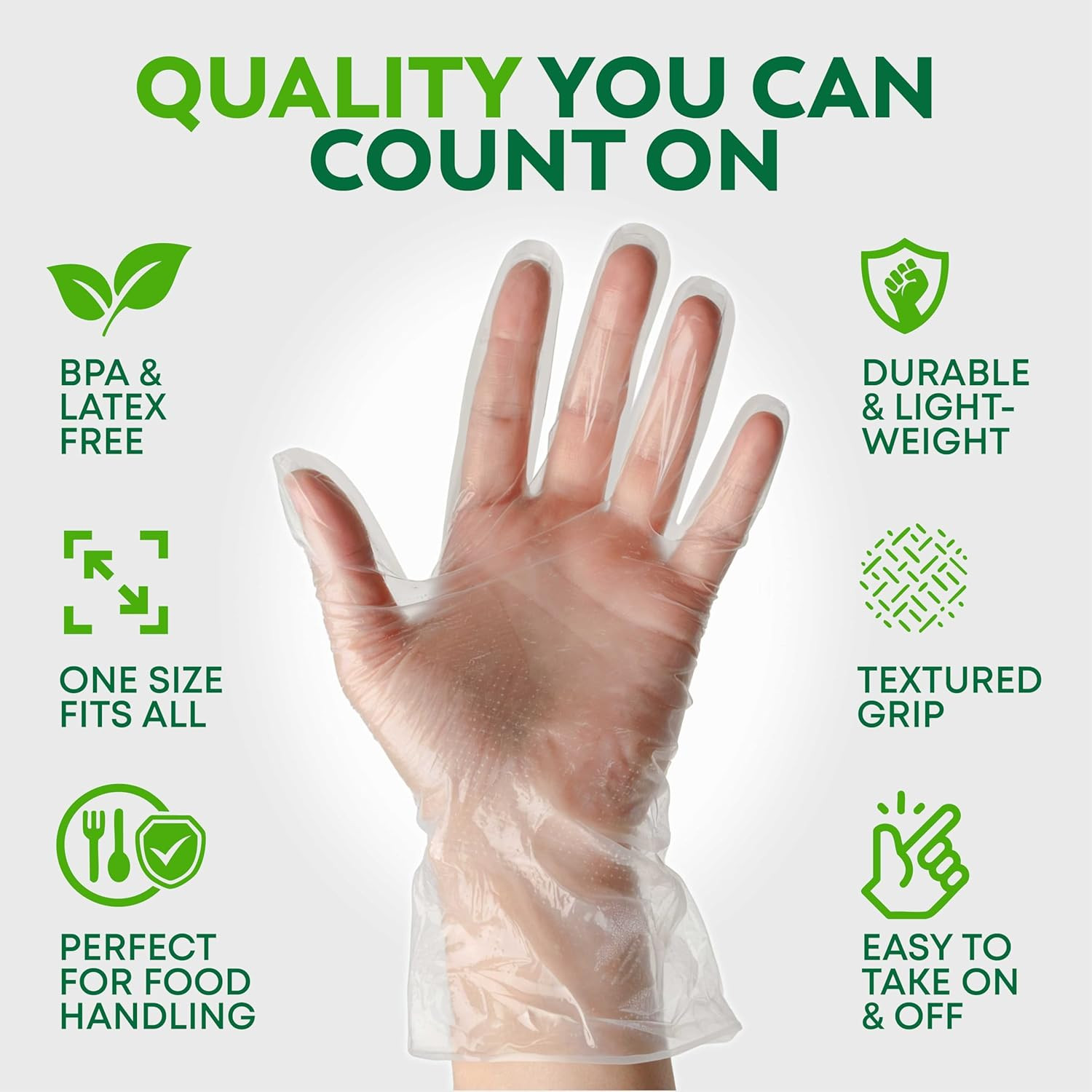 600 Pack Disposable Prep Gloves – Clear Polyethylene, Latex- BPA & Powder-Free