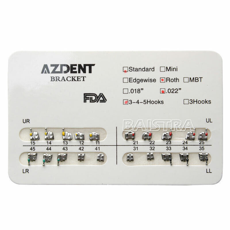 USPS 100X Dental Orthodontic Bracket Braces Mini Roth.022 Hooks 345 AZDENT