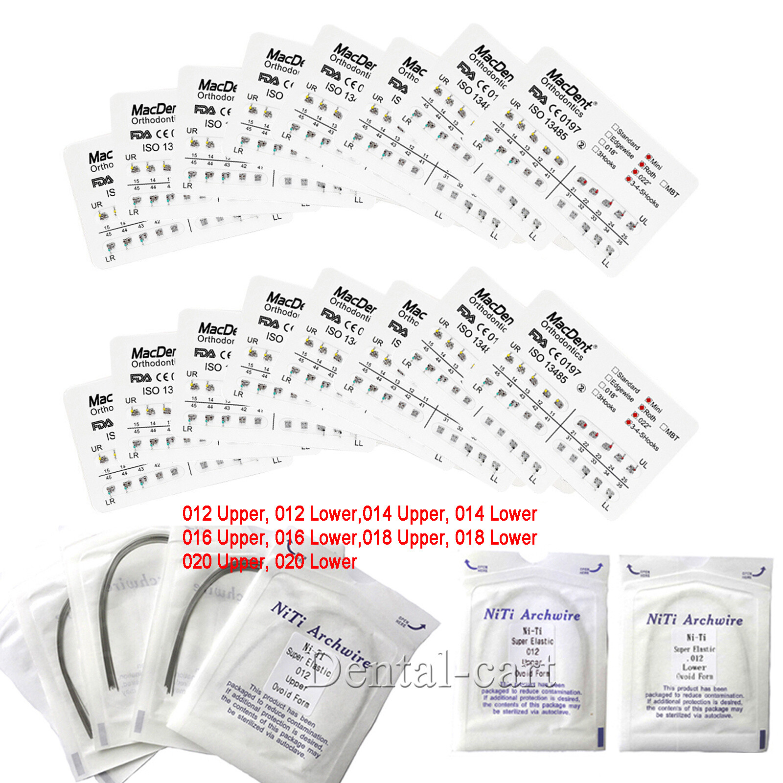 MacDent Dental Ortho Braces Brackets Mini Roth.022 345H/Arch Wire/Buccal Tube