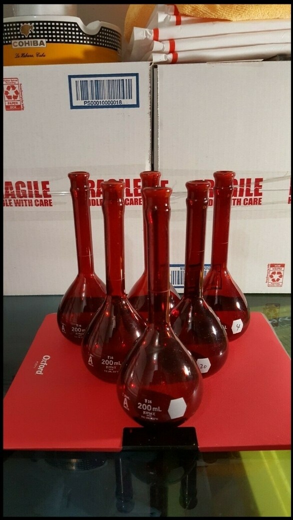 6/PK Kimax 200mL RaySorb Class A Red Glass Volumetric Flask 28016 R/CZ10