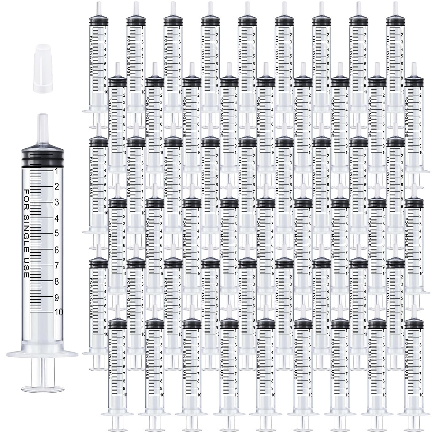 10ml Syringes Bulk 200 Pack Plastic Large Syringe with Tip Cap, White