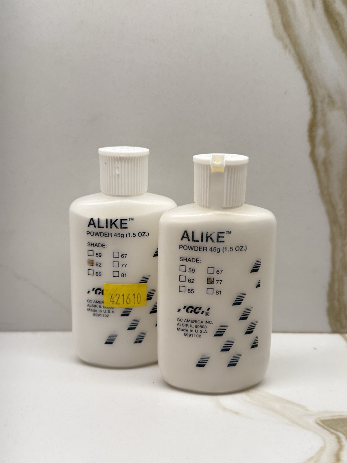 TEMPORARY POWDER ALIKE GC AMERICA , 2 BOTTLES, 45G EACH, # 62/A1 #77/B3