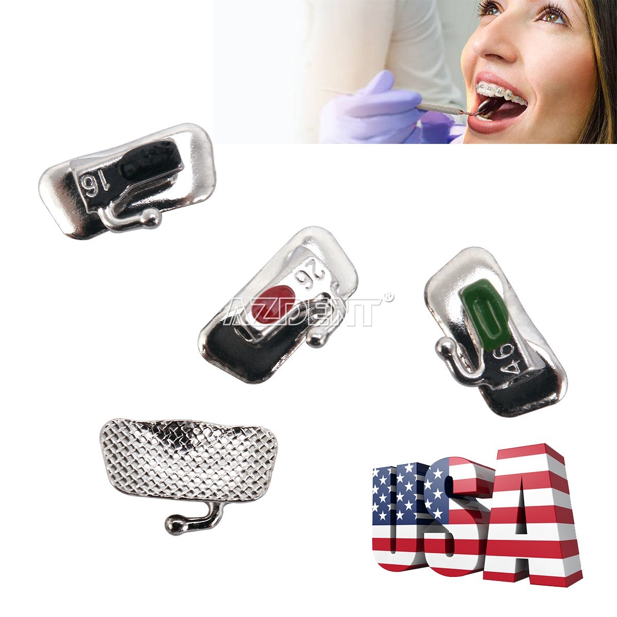 AZDENT 4pcs/Bag Orthodontic Buccal Tube 1st Molar Roth.022 Bondable Non-Conv