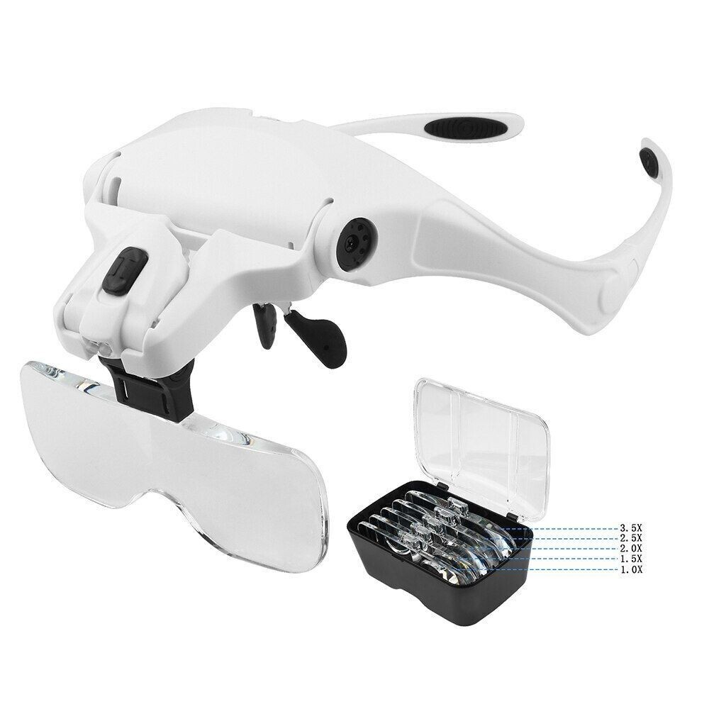 Adjustable 5 Lens Dental Loupes LED Light Headband Magnifier Glass Dentist LAB
