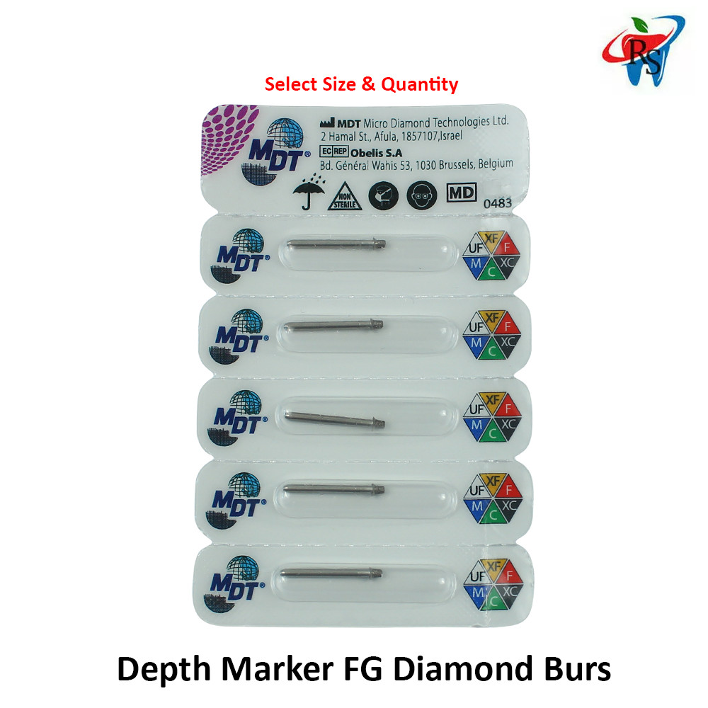 Dental MDT Depth Marker FG Diamond Burs Medium Grit Heat Management 50k RPM