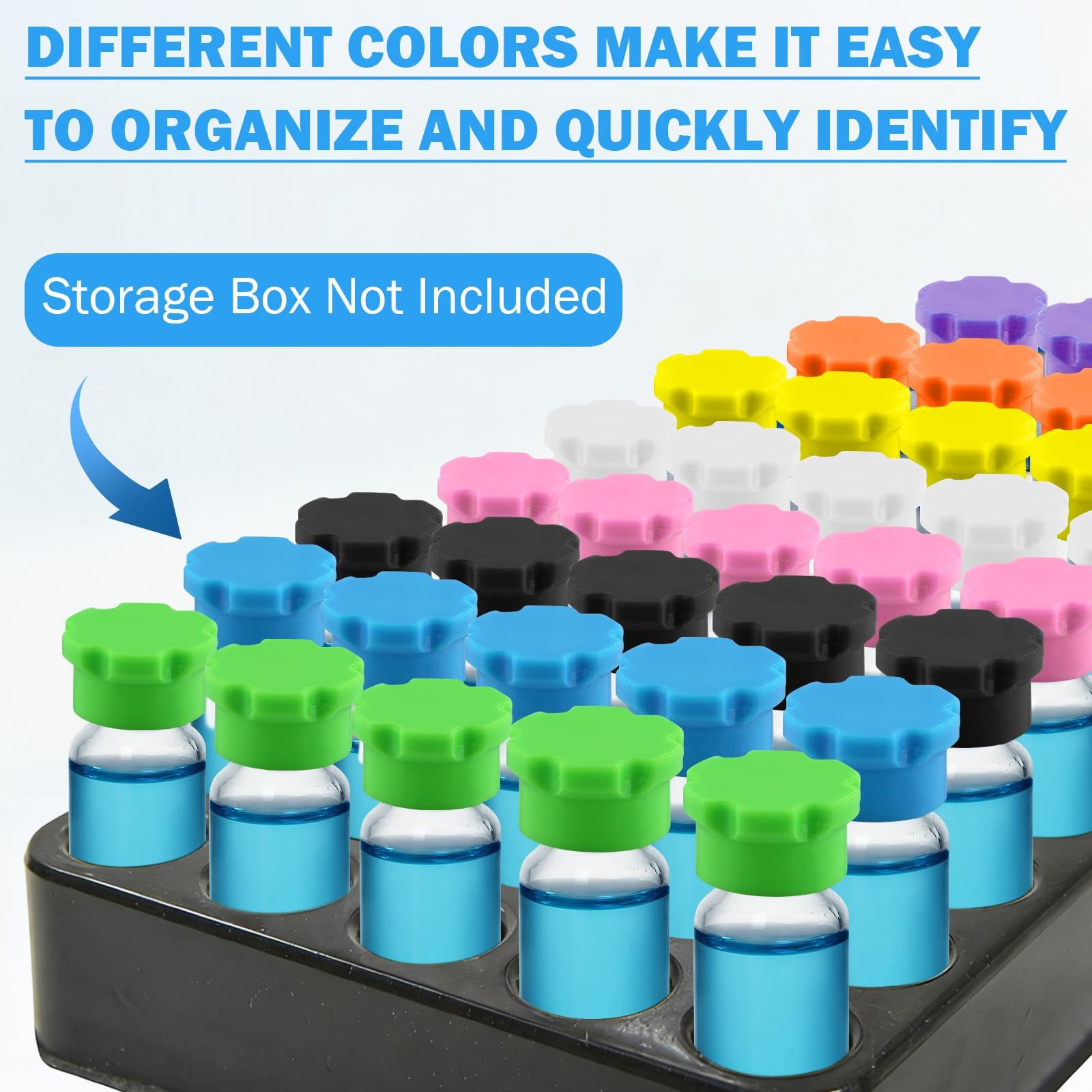 3ml Vial Caps for Peptide Storage, Protective Covers (24Pcs / 24Pcs / 8Colors