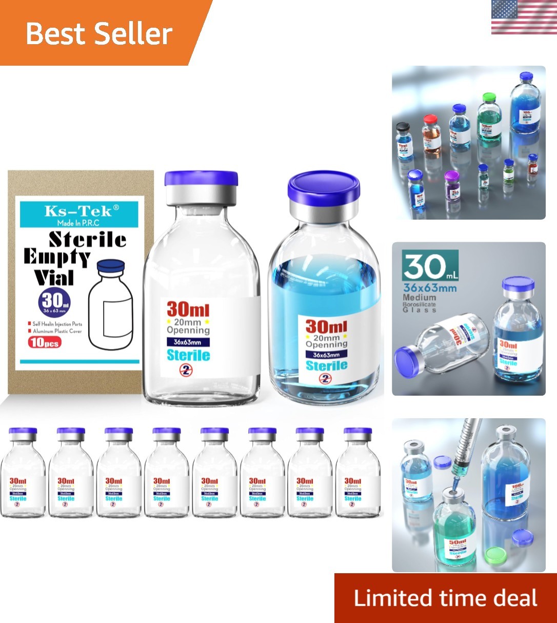 Self-Healing 30ml Sterile Vials with Aluminum Cap – Safe & Reliable (10 pcs)