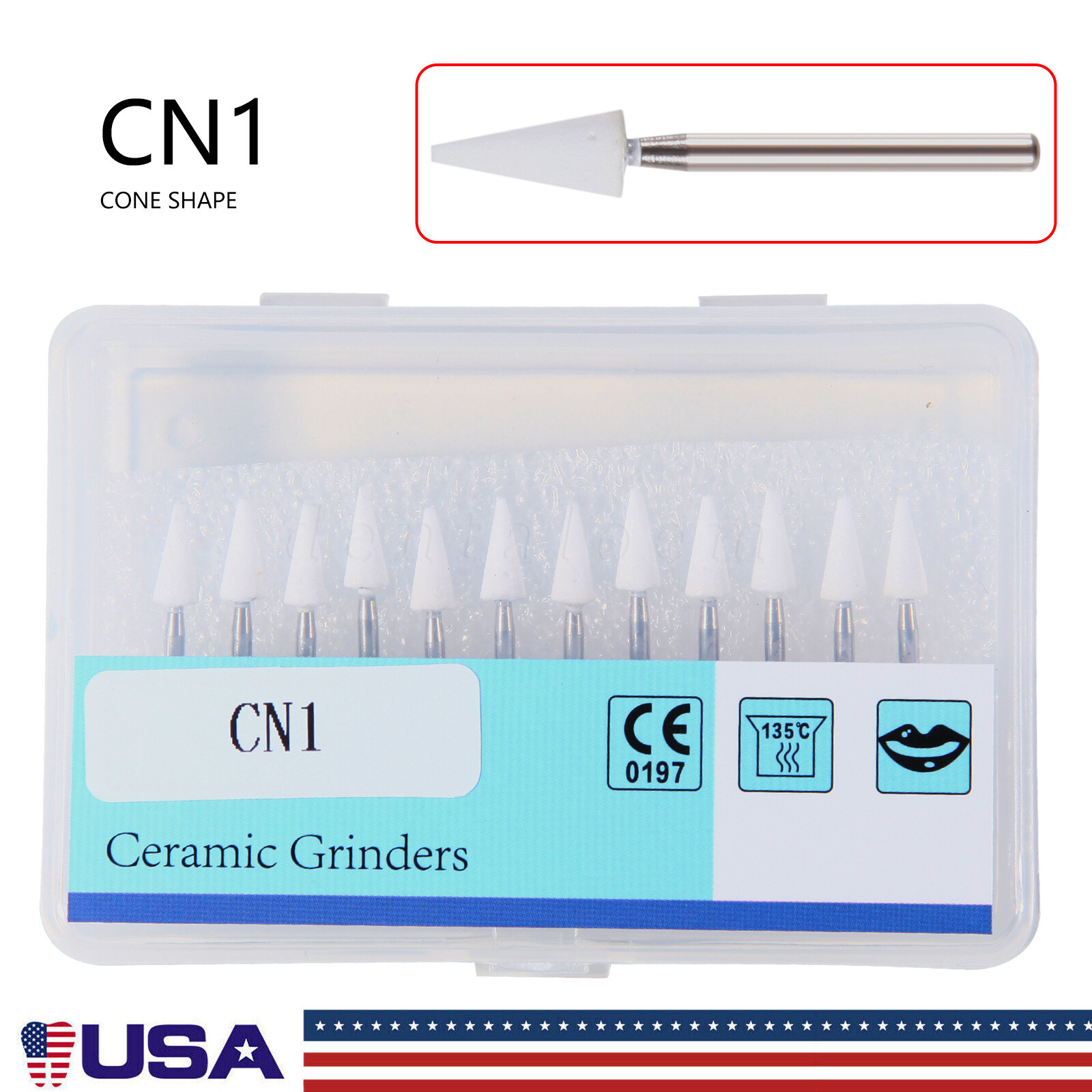 12 pcs Dental Polishing White Stone Polisher Bur FG Coarse/Fine For Finishing