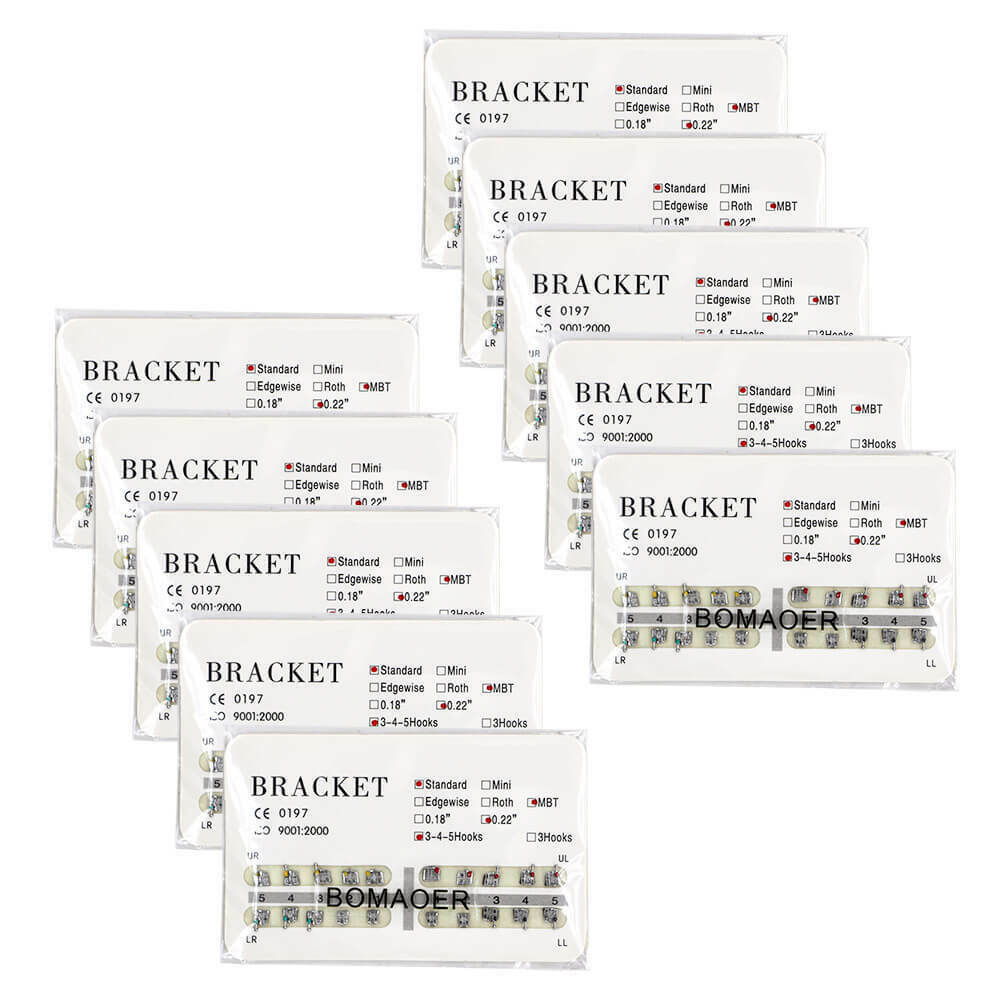 1-100×Dental Orthodontic Mental Bracket Brace Standard MBT 022 345hook 20pcs/set