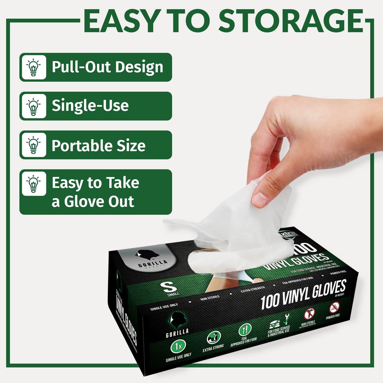 Heavy Duty Disposable Vinyl Gloves – Latex & Powder Free, Food Safe – 100 Count