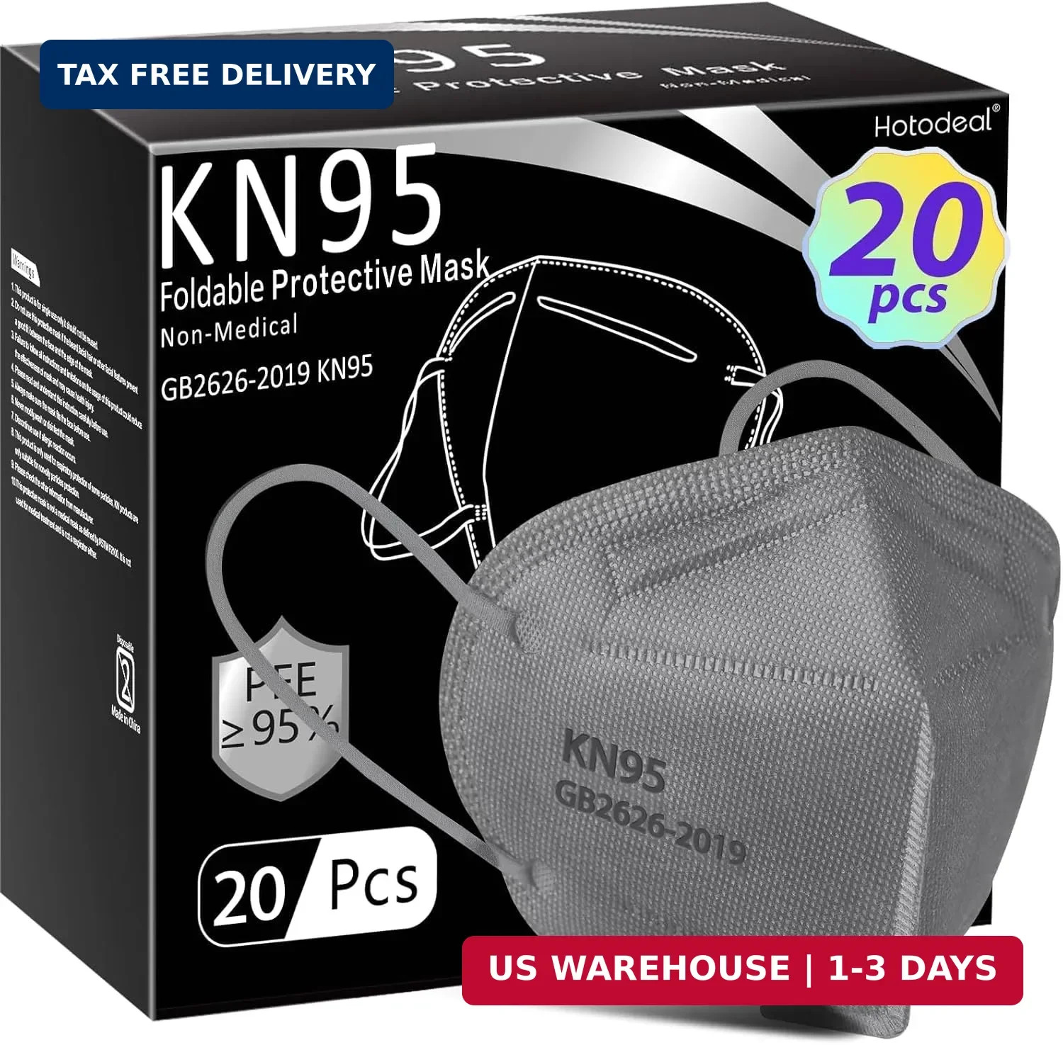 Hotodeal KN95 Face Mask 20 PCS,5 Layers Cup Dust Mask Against PM2.5 from Fire Sm
