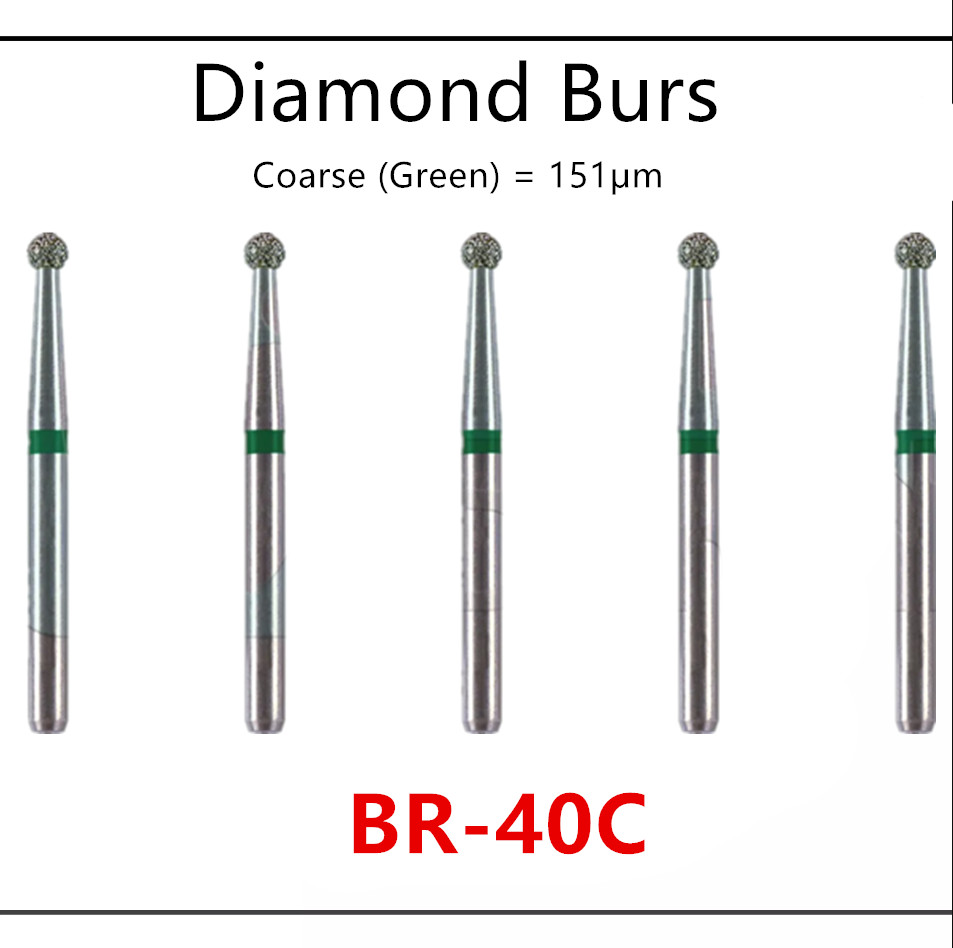 50Pcs Dental Diamond Coarse Grit High Speed Burs FG Round Ball 801/016C BR-40C