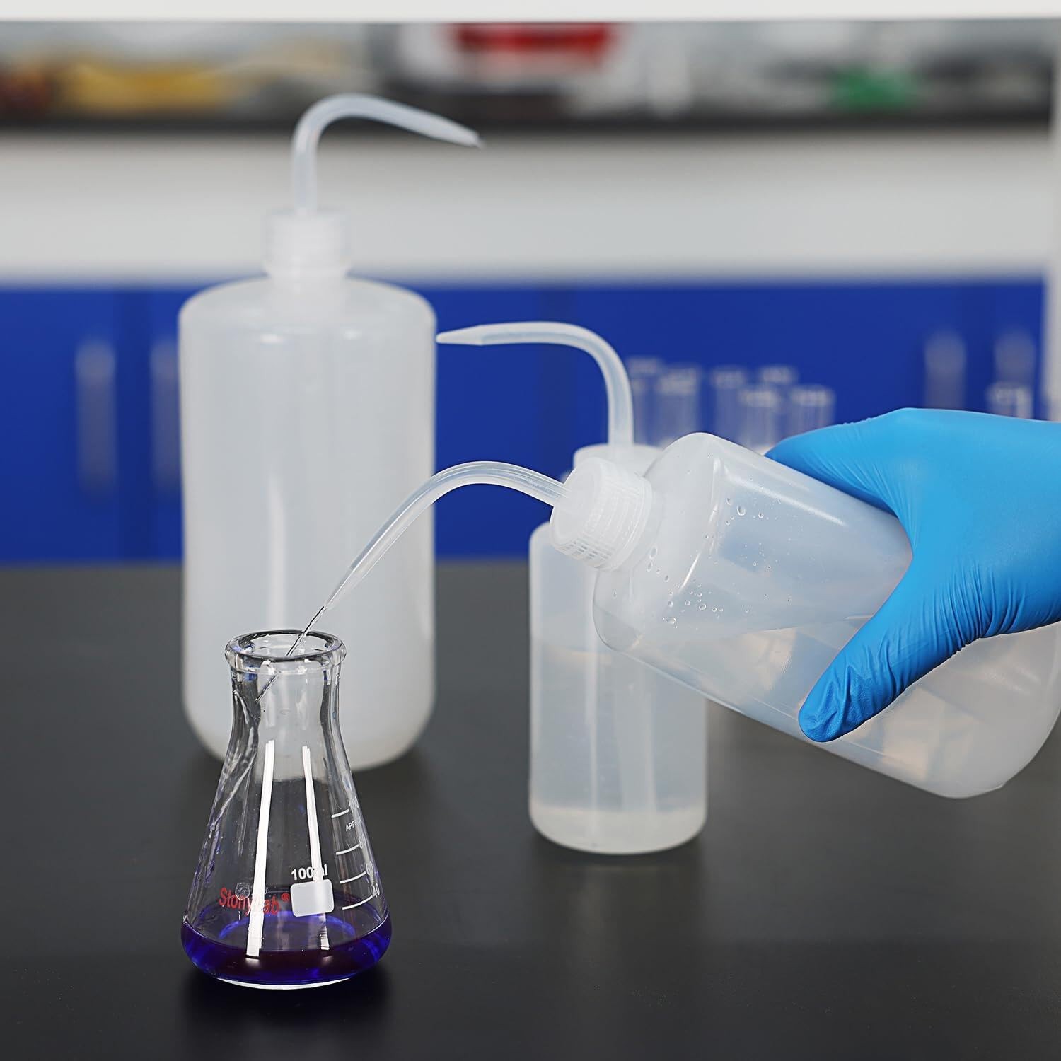 2-Pack 500ml Plastic Lab Wash Bottles – Safety Squeeze Narrow Mouth LDPE